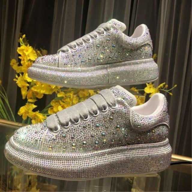 Glitter Sneakers with Crystal Embellishments | Glinda