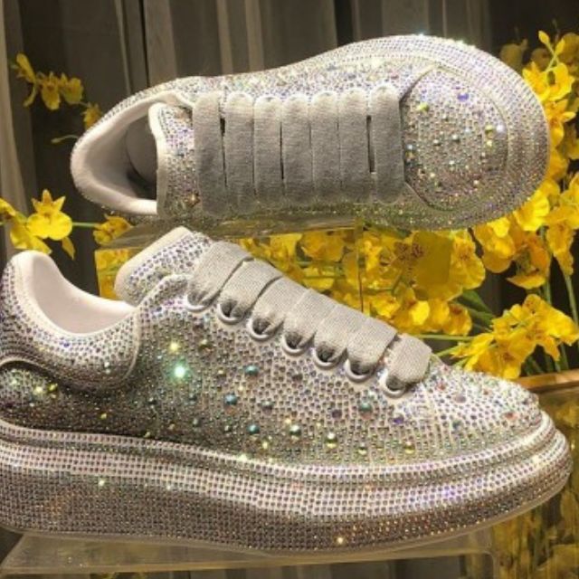 Glitter Sneakers with Crystal Embellishments | Glinda