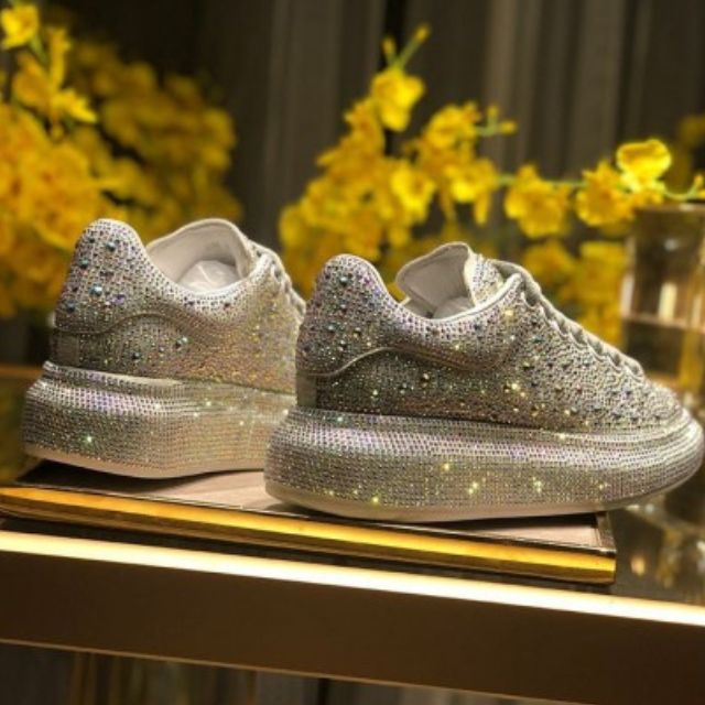 Glitter Sneakers with Crystal Embellishments | Glinda