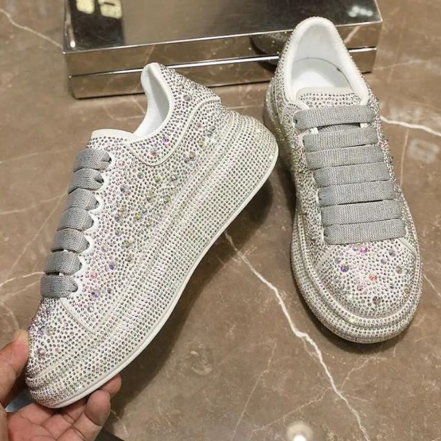 Glitter Sneakers with Crystal Embellishments | Glinda