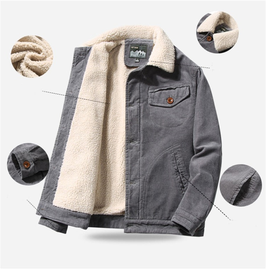 Ribbed jacket with fleece lining - Dylano