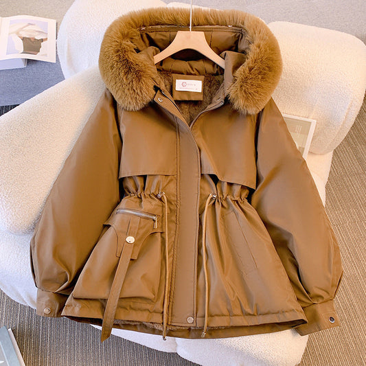 Fur Hooded Winter Jacket With Gathered Waist | Willow