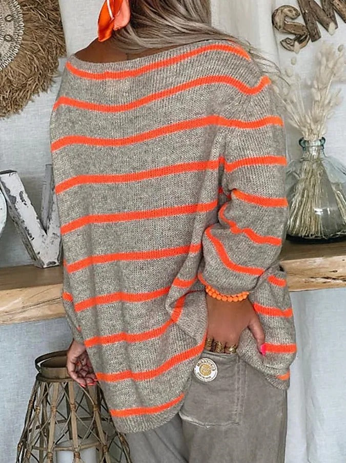 Women's Oversized Striped Knitted Sweater | Lilly