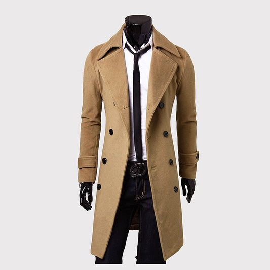 Men's Long Double Breasted Wool Coat | Edward