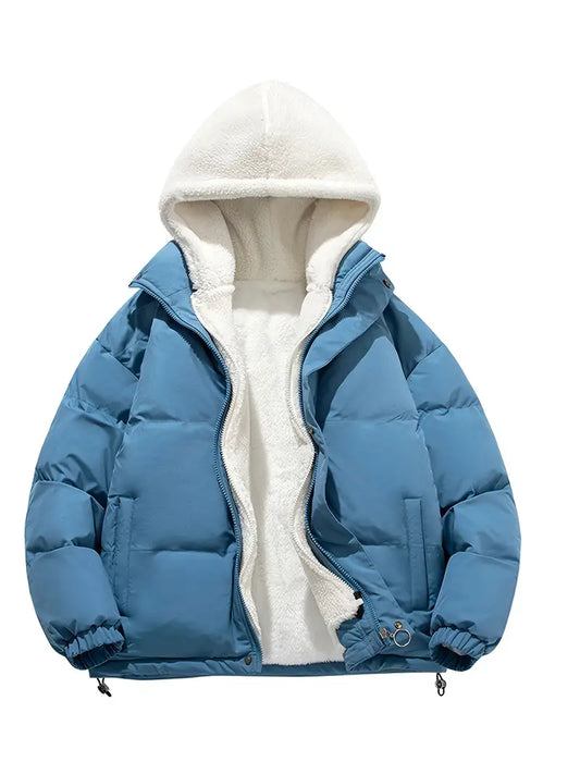 Fleece Lined Puffer Hoodie Jacket | Avornio