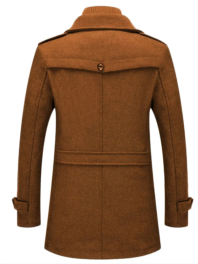 Men's Wool Blend Coat with Double Collar for Autumn/Winter | Csezar