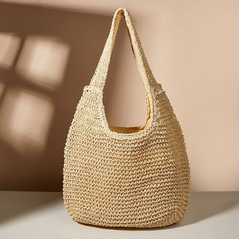 Woven Straw Fabric Shoulder Bag for Women | Maisie