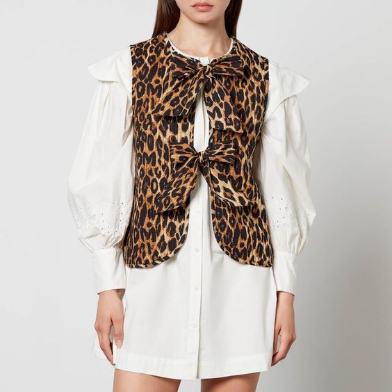 Leopard Print Women Vest with Front Knot Style | Janiyah