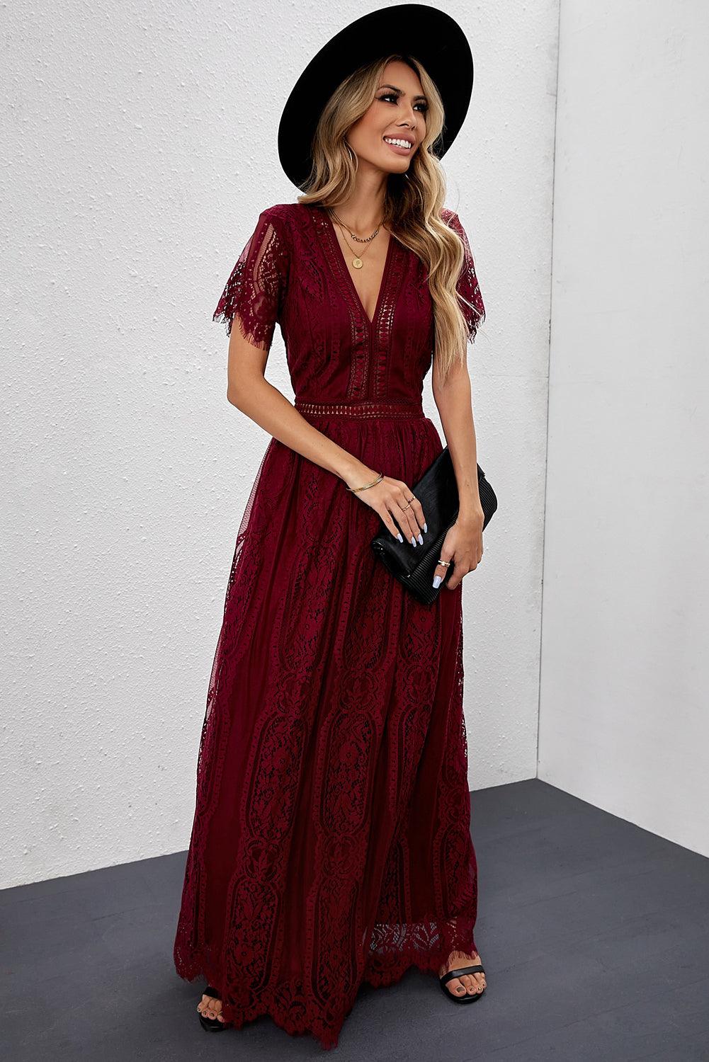 Mesh V-Neck Maxi Dress - Boho Style | Averie