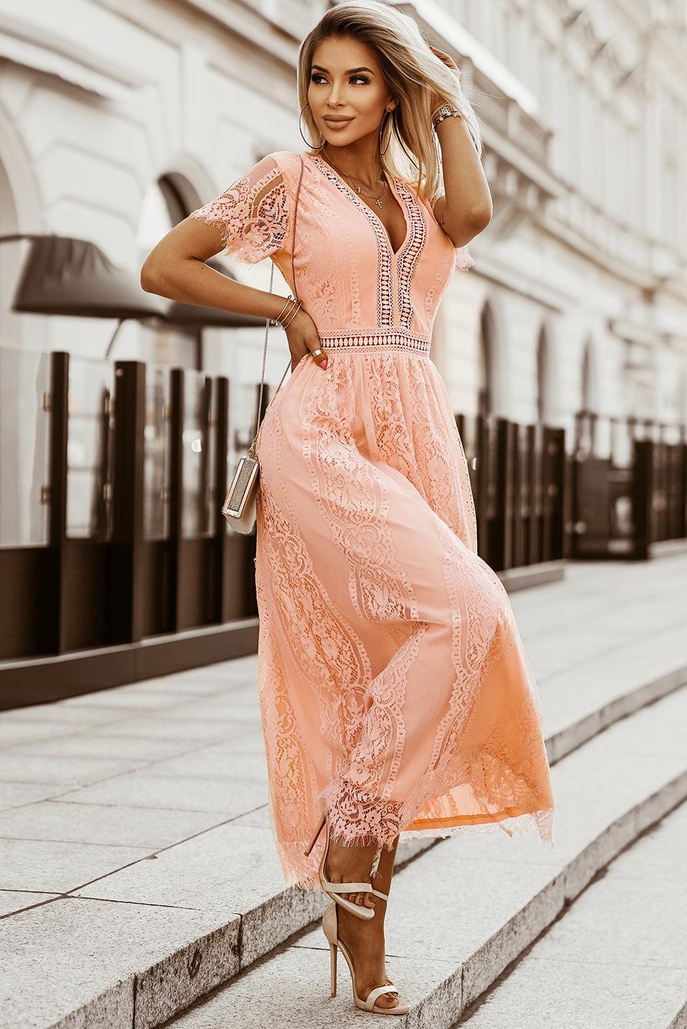 Mesh V-Neck Maxi Dress - Boho Style | Averie