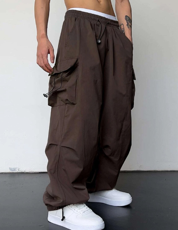 Wide Leg cargo Pants with Multiple Pockets | Monteso