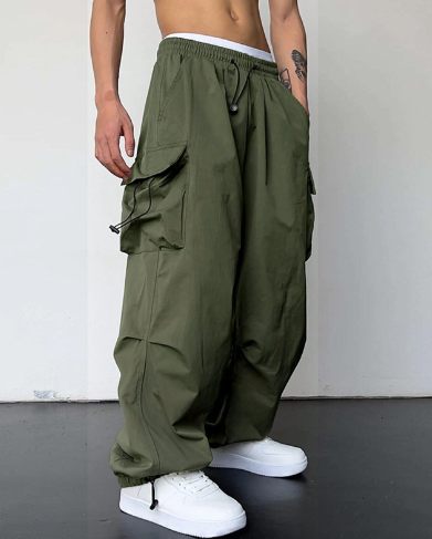 Wide Leg cargo Pants with Multiple Pockets | Monteso