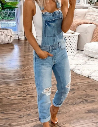 Distressed Denim Jumpsuit for Women | Adelaide