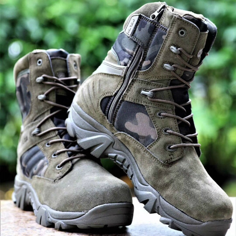 Long Army Boots with Side Zip for Men | Onerzo