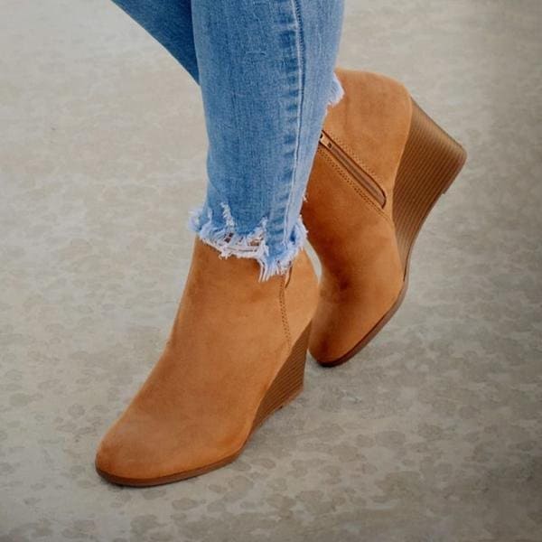 Suede Wedge Heel Women's Boots | Kaizie