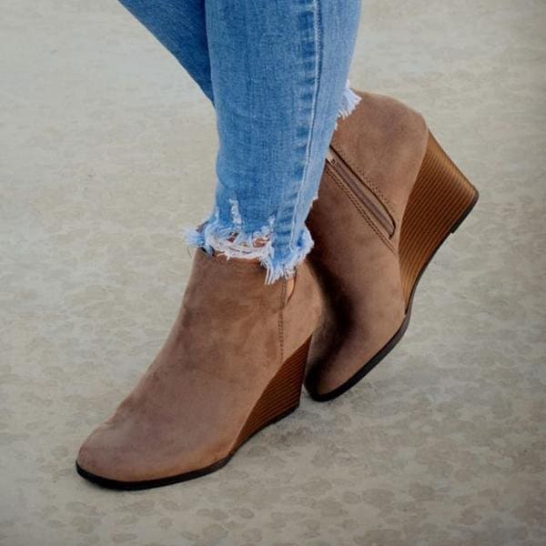 Suede Wedge Heel Women's Boots | Kaizie