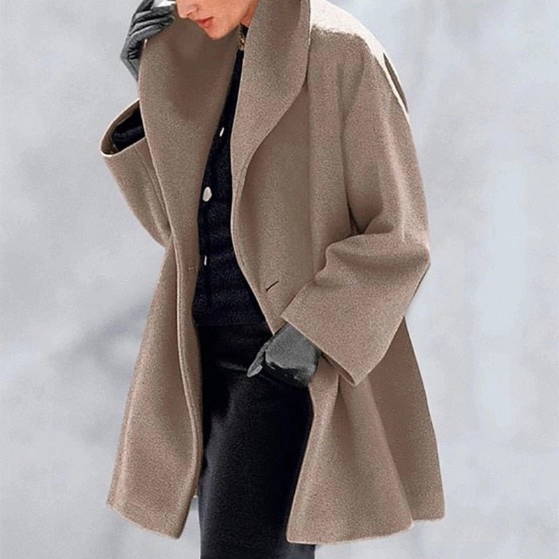 Wide Collar Wool Blend Coat for Women | Avesna