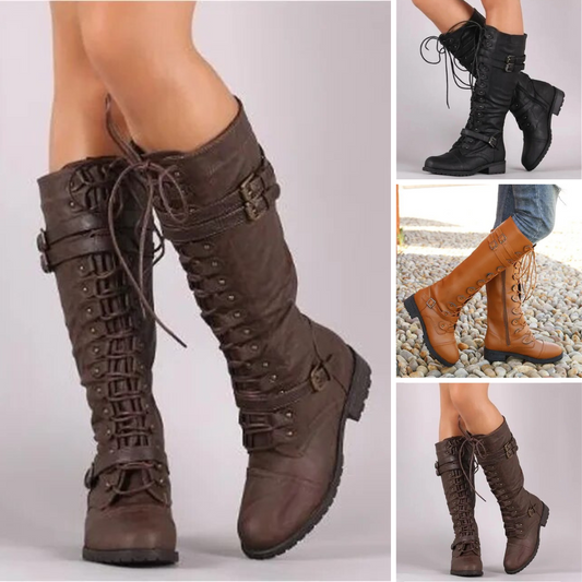 Long Tie Up Boots with Buckles for Women | Christensen