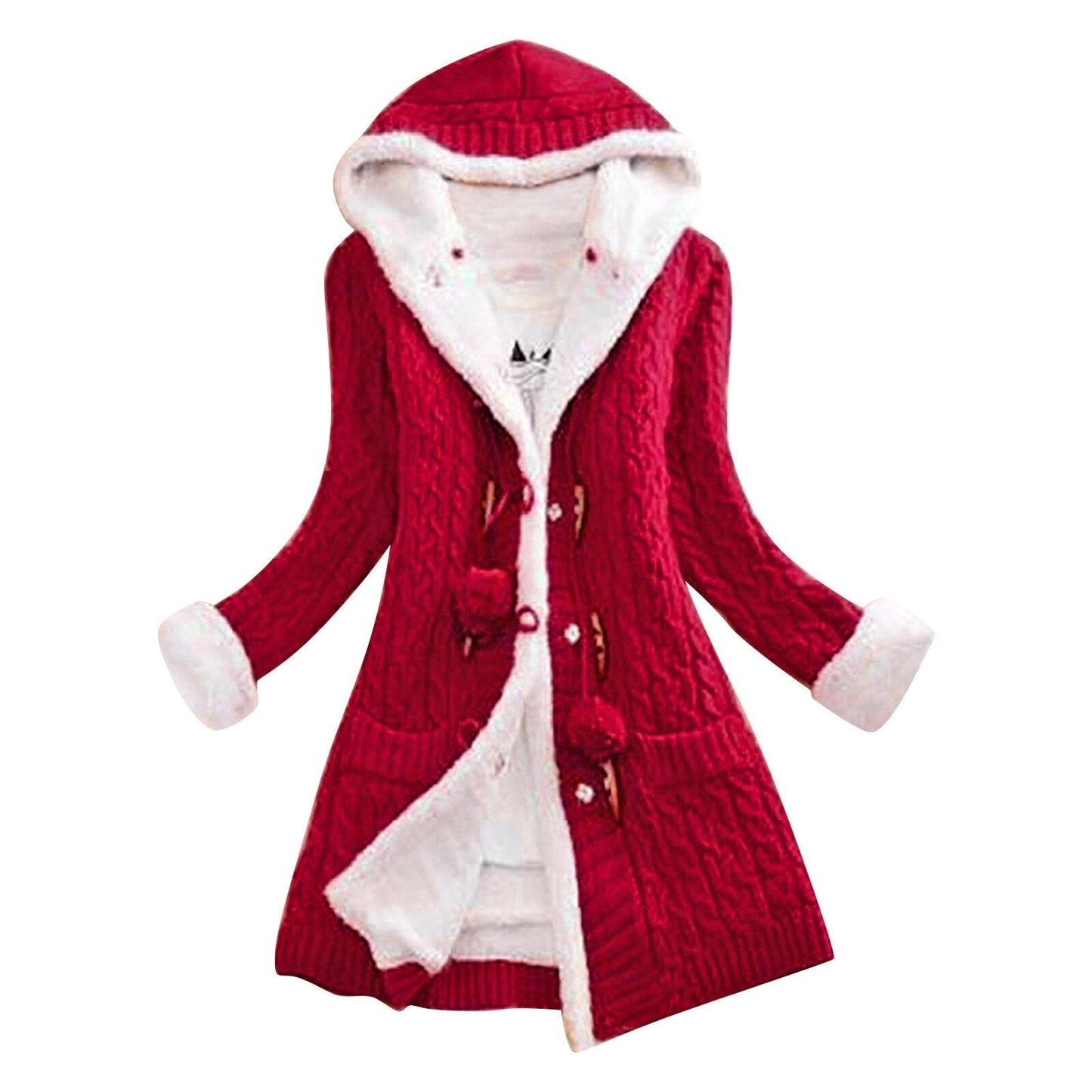 Hooded Winter Knit Coat for Women | Mannica