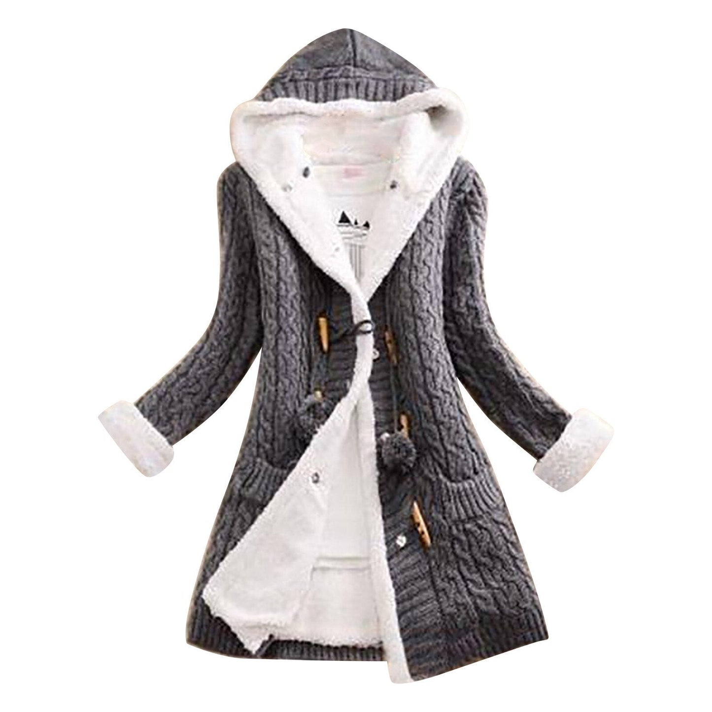 Hooded Winter Knit Coat for Women | Mannica