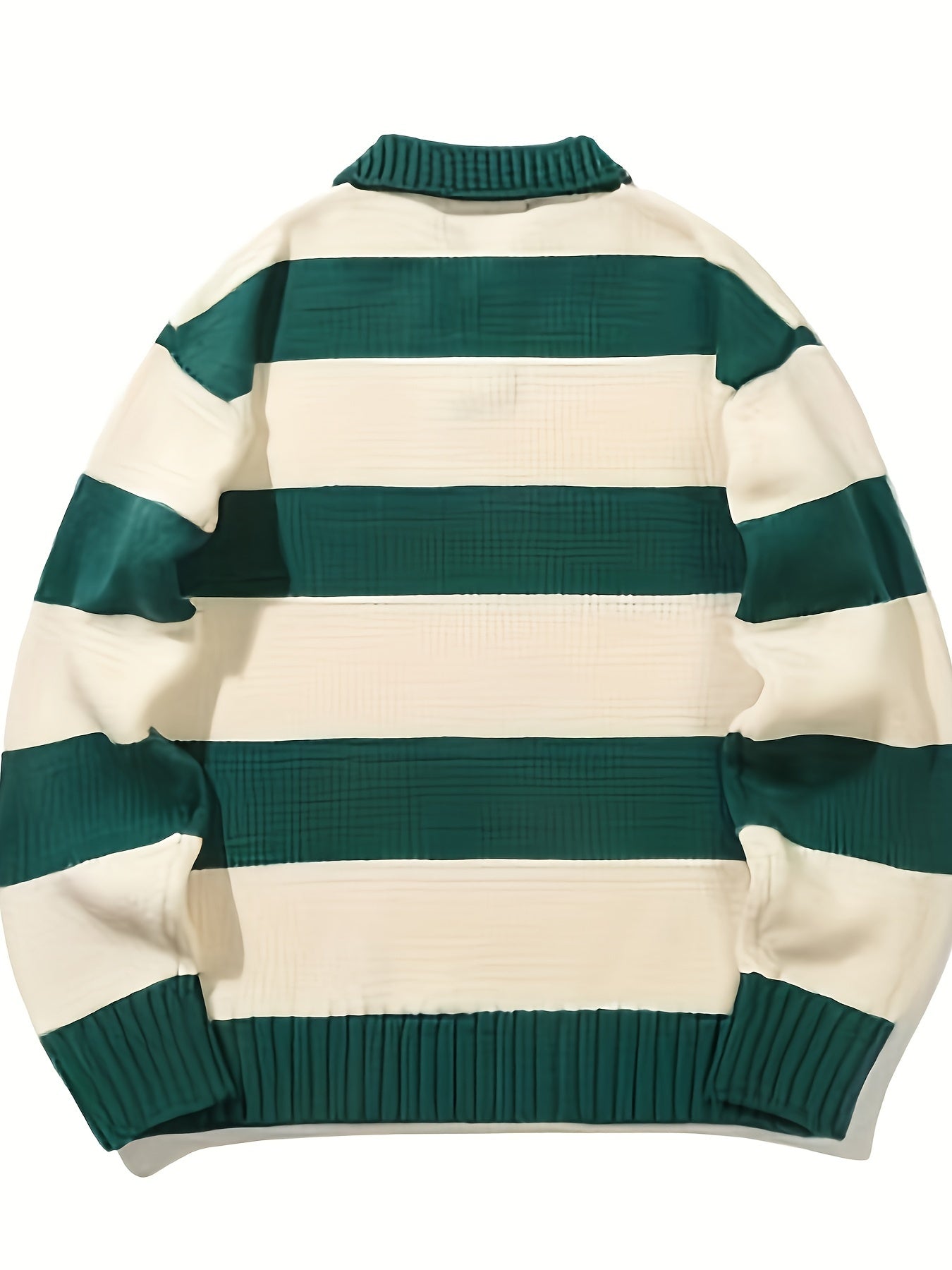 Stripe Knit Long Sleeve Polo Sweater for Men | Fostero