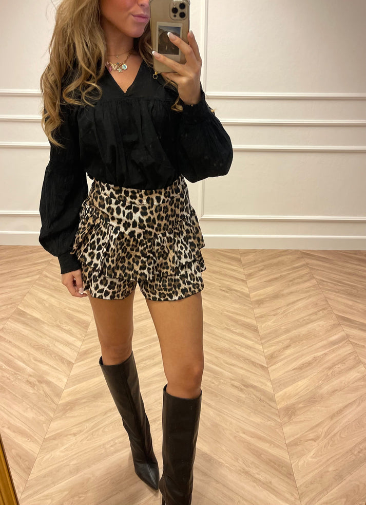 Layered Ruffle Leopard Mini Skirt | Anikata