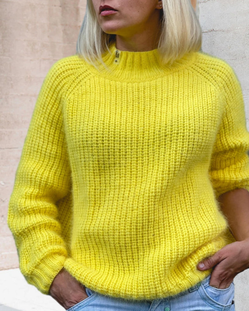 Fuzzy Ribbed Trim Sweater for Women | Saige