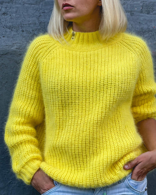 Fuzzy Ribbed Trim Sweater for Women | Saige