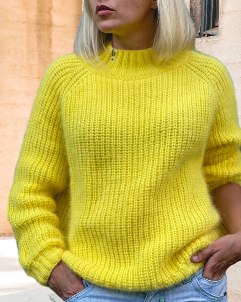 Fuzzy Ribbed Trim Sweater for Women | Saige