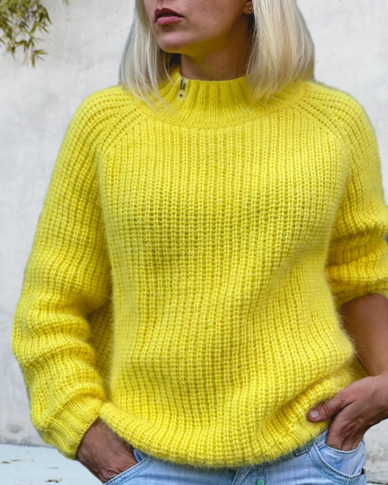 Fuzzy Ribbed Trim Sweater for Women | Saige