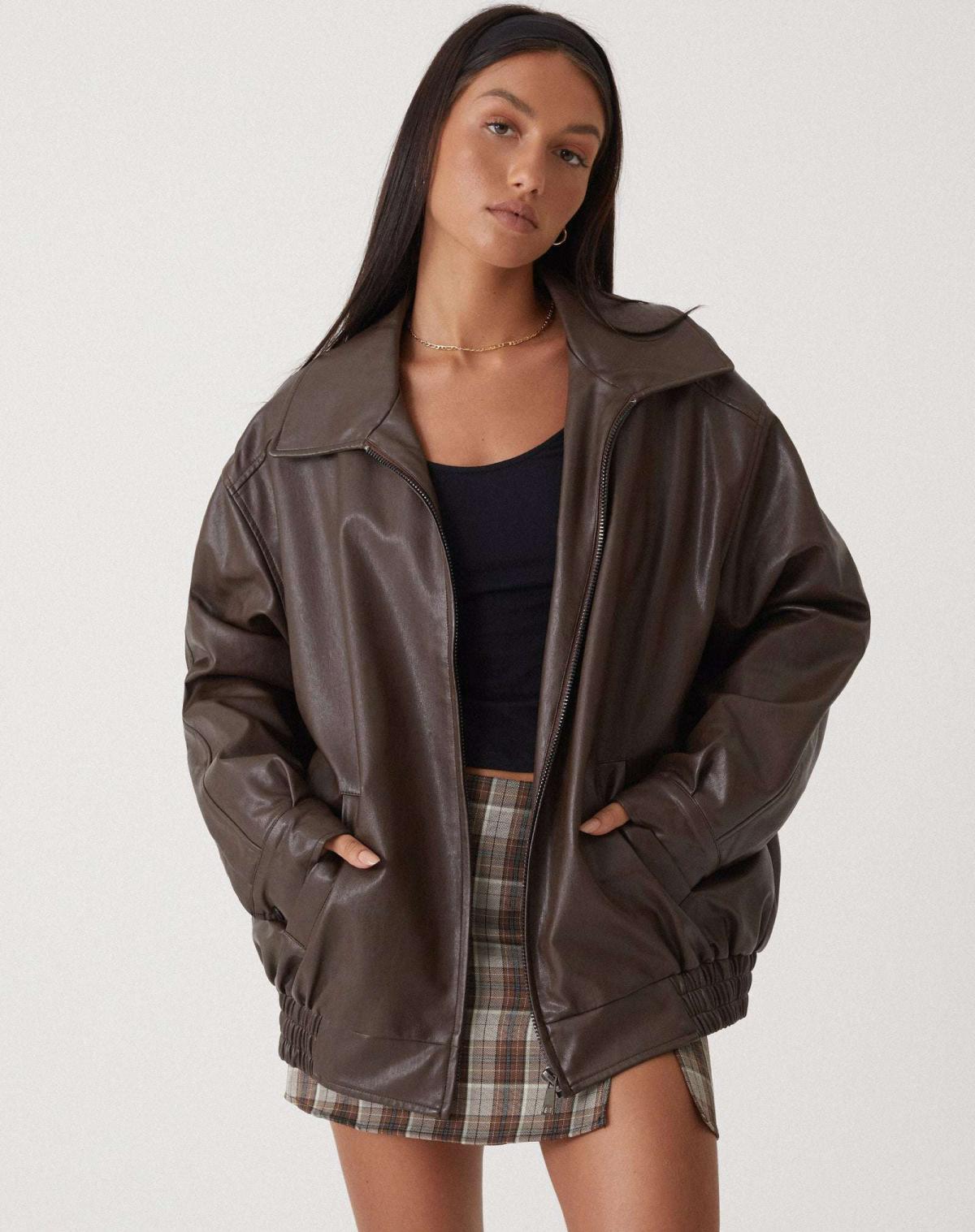 Oversized Leather Jacket for Women | Ethel