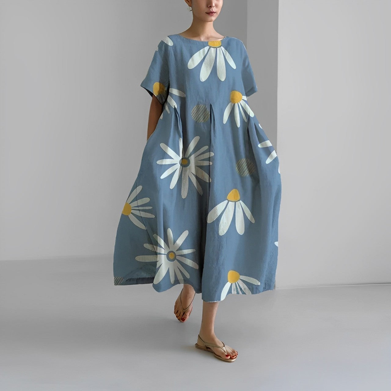 Oversized Maxi Dress with Vibrant Summer Print | Amilah